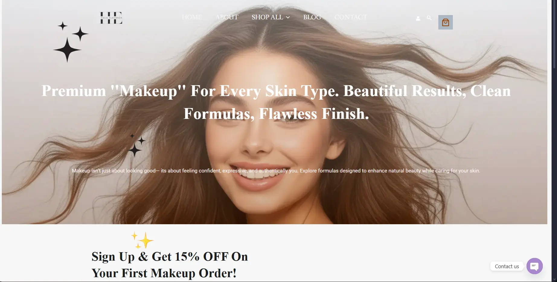 Home premium makeup website hero section created by a freelance digital marketer in malappuram