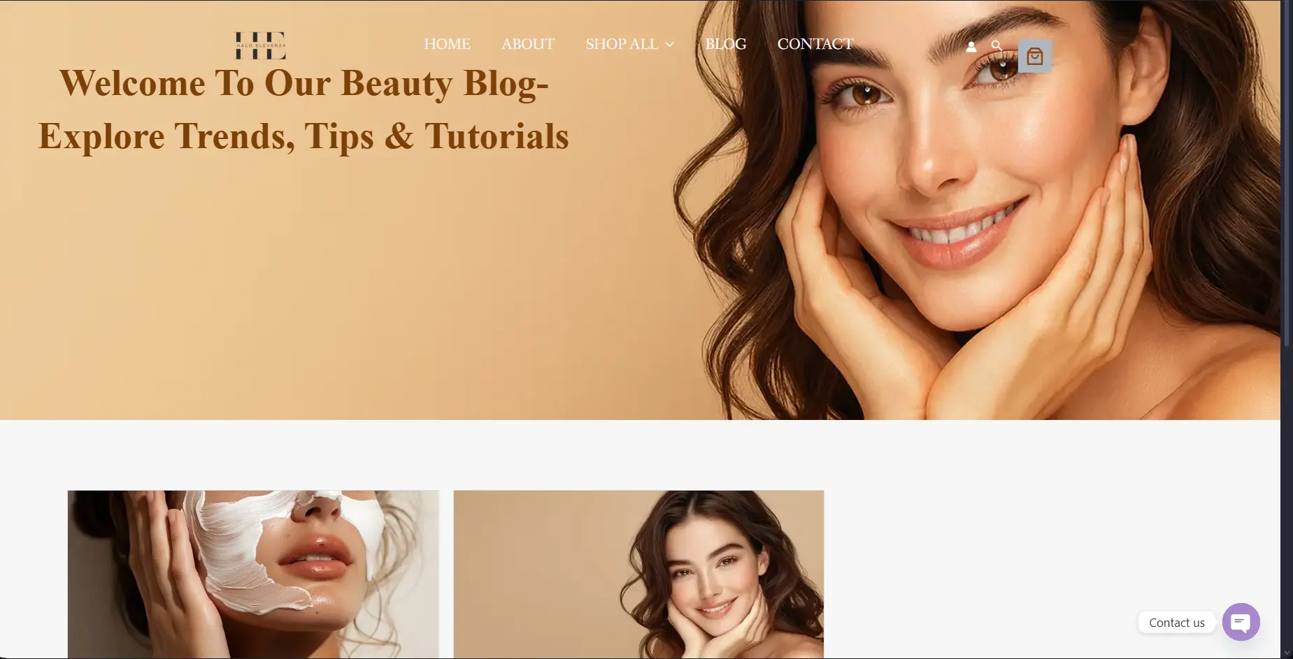 Home beauty brand homepage designed by freelance digital marketer in malappuram showcasing online beauty products